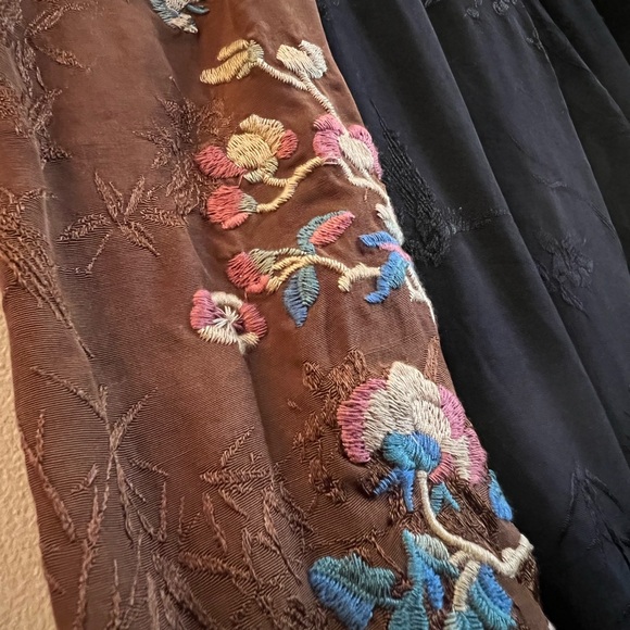 Elegant Black and Brown Embroidered Loose Fitting Boho Style Pants - Picture 5 of 11